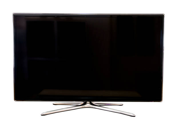 televisore a schermo nero isolato - television flat screen plasma high definition television foto e immagini stock