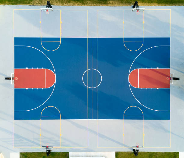 バスケット ボール コートの空撮 - floor gymnastics ストックフォトと画像