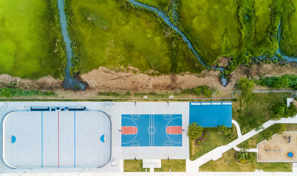 istock Sports terrains with nice green environment 813413984