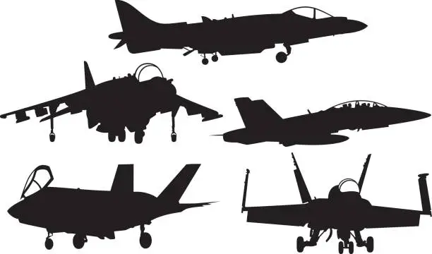 Vector illustration of Jet Silhouettes 2