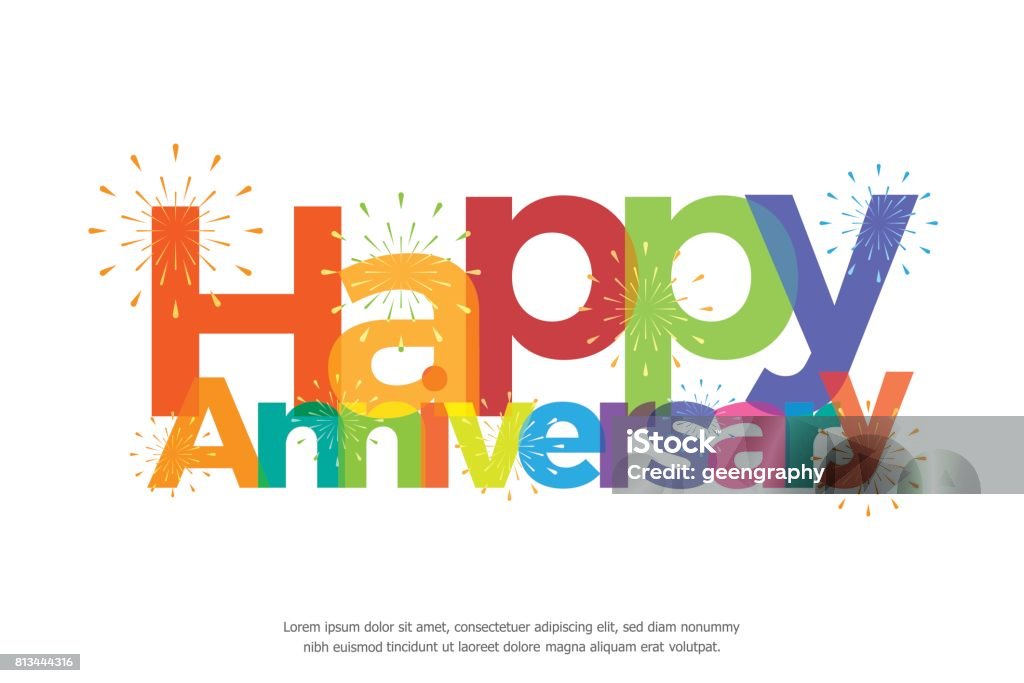 happy anniversary colorful with fireworks Anniversary stock vector