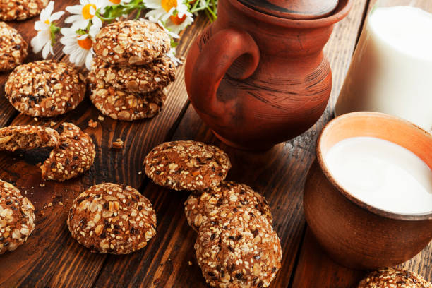 istock Oatmeal cookies and milk 813452632