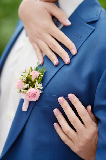 istock Wedding couple on the nature is hugging each other 813456218