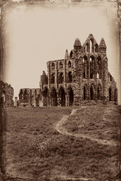 England, North Yorkshire, Whitby. Ruins of Benedictine monastery, Whitby Abbey. Digital filter to simulate old photo.