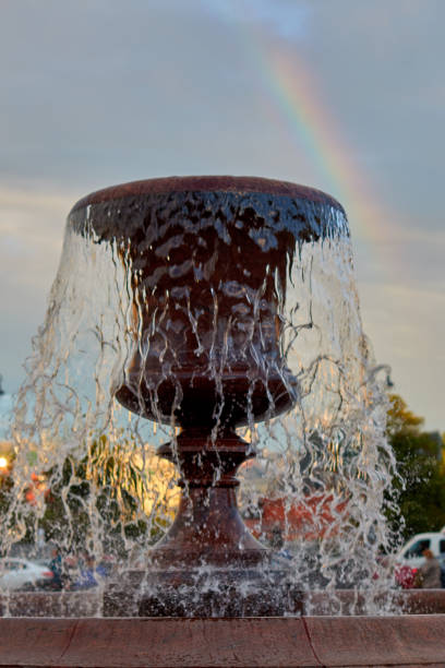 istock a rainbow over the city. 813504926