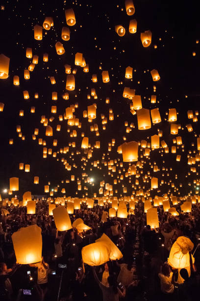 istock Flying lantern at Loy Krathong in Thailand 813504966