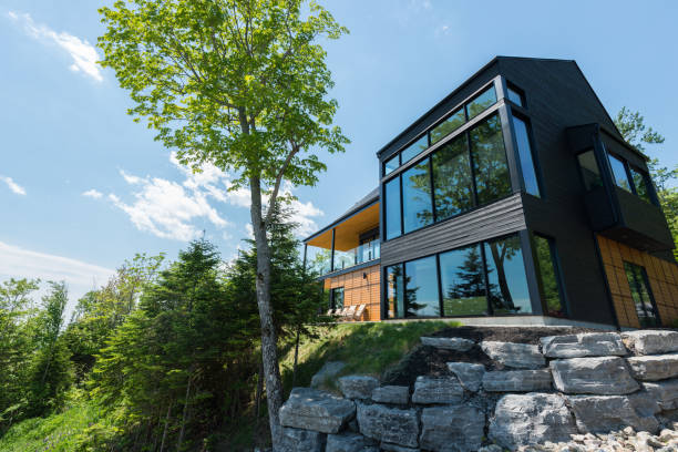 istock Beautiful modern house in the forest. 813510364
