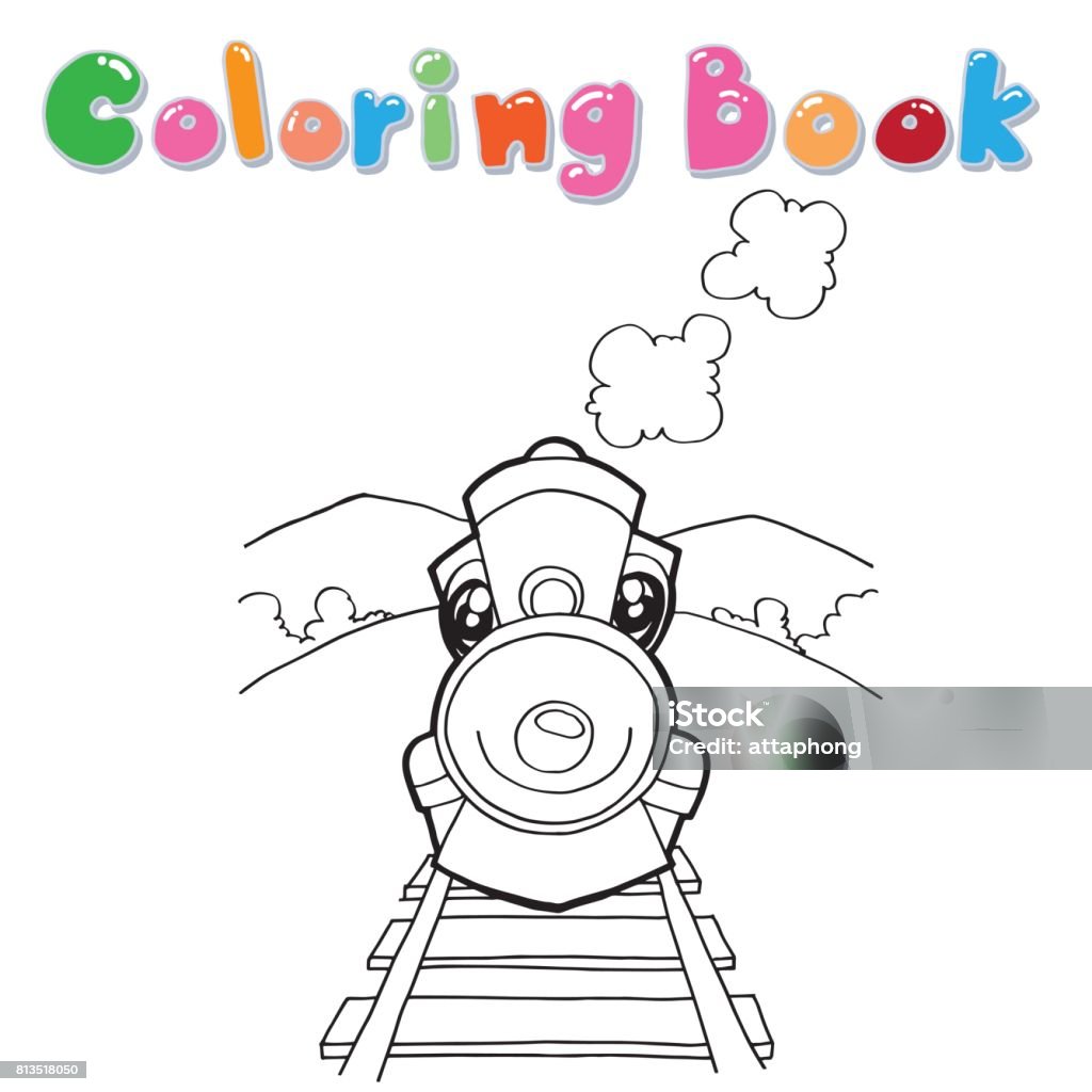 train cartoon coloring book vector Animal stock vector