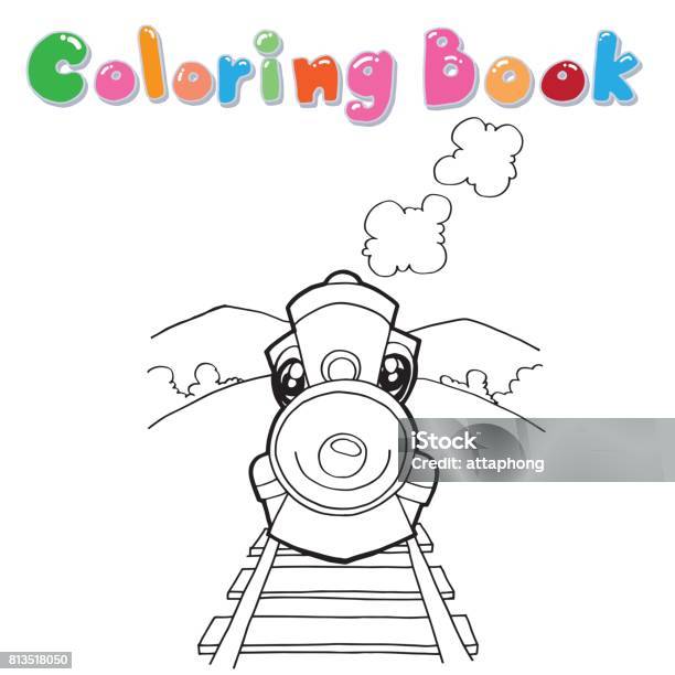Train Cartoon Coloring Book Vector Stock Illustration - Download Image Now - Animal, Art, Baby - Human Age