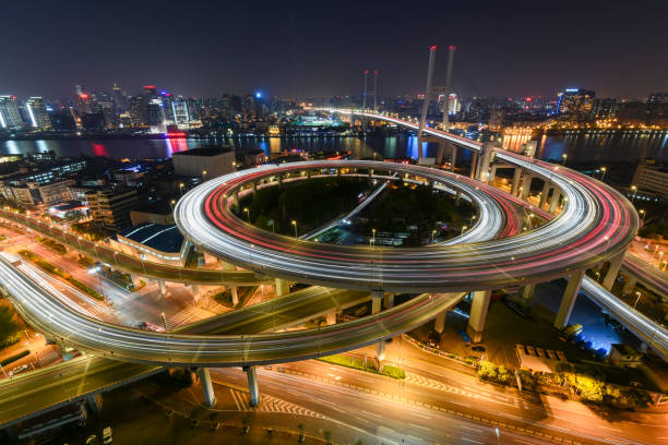 istock Shanghai Nanpu bridge at night wide angle view 813520574