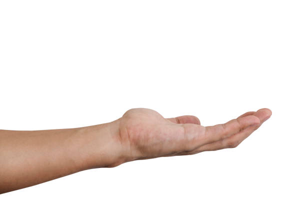 istock Empty Asian man hand holding, side view, isolated on white background 813520770