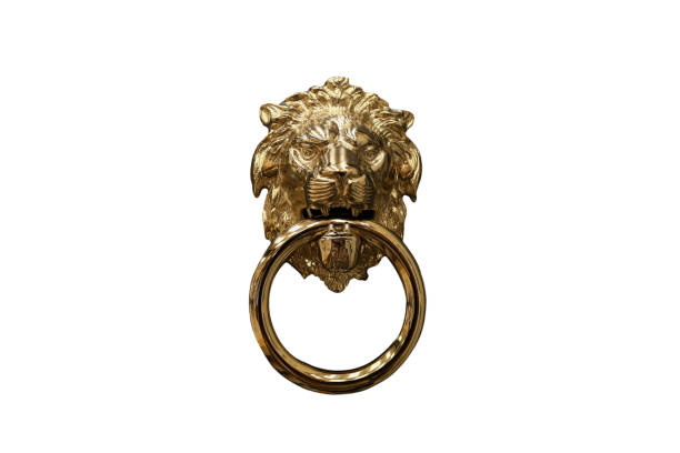 бронзовый лев дверной стук - door knocker door lion luxury стоковые фото и изображения