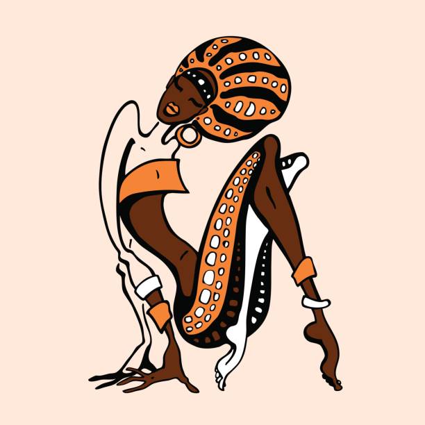 African woman in ethnic style African woman in ethnic style. Beautiful Girl. Hand drawn Vector illustration native american north american tribal culture women braids stock illustrations