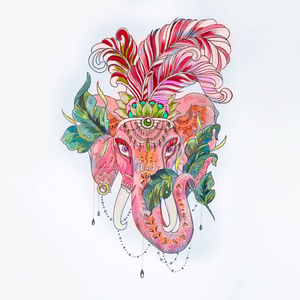 istock Sketch of a circus elephant on a white background. 813525900