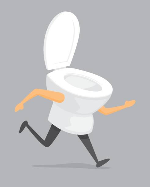 Toilet running in a hurry vector art illustration