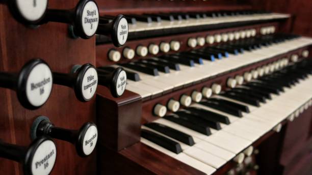 istock Pipe Organ Knob Stops and Tiered Keyboards 813554162