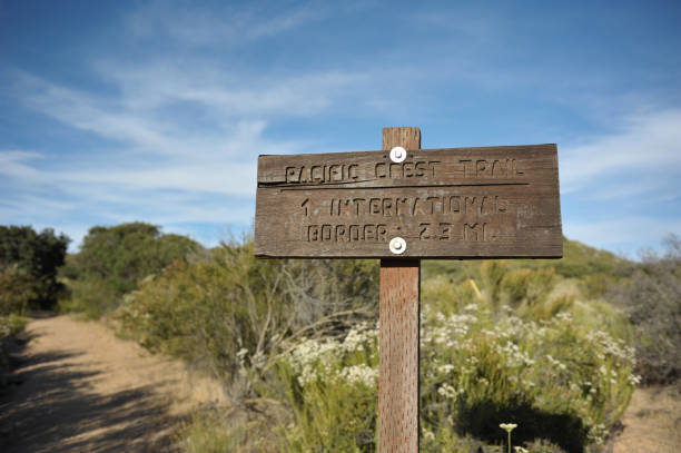 Pacific Crest Trail The Pacific Crest Trail (PCT) near the USA-Mexican border. pacific crest trail stock pictures, royalty-free photos & images