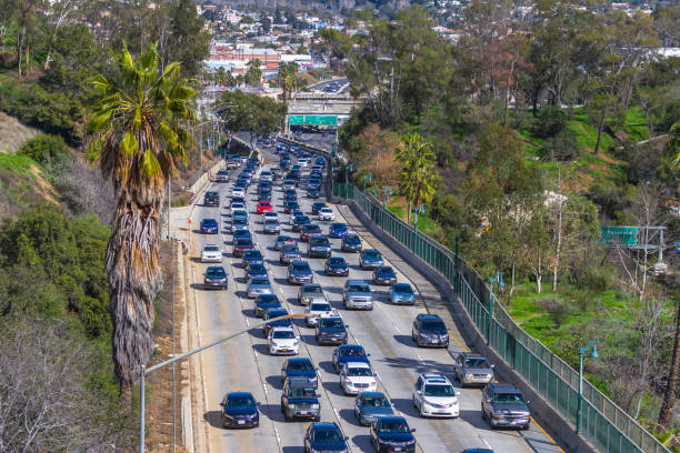 istock Los Angeles traffic jam on overpass 813562390