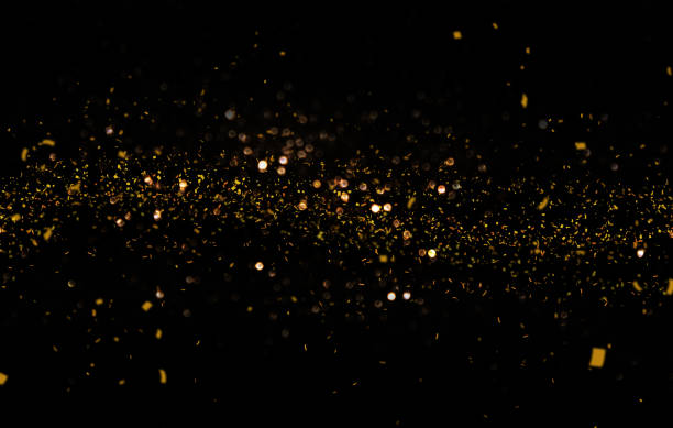 confeti y agitando glitter oro - black and gold fotografías e imágenes de stock