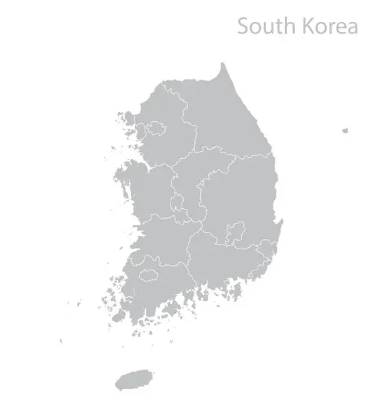 Vector illustration of Map of South Korea