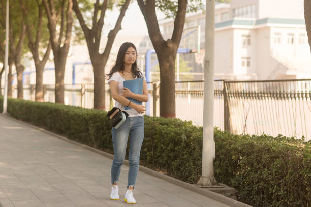 istock Female students in the campus avenue 813578306