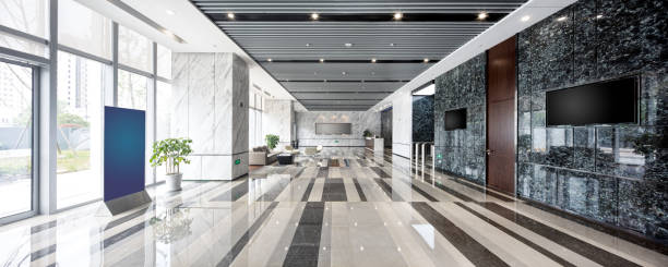 интерьер современного вестибюля - marble design indoors corridor стоковые фото и изображения