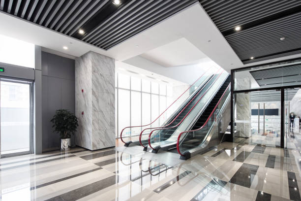 istock interior of modern hall with escalator 813588446