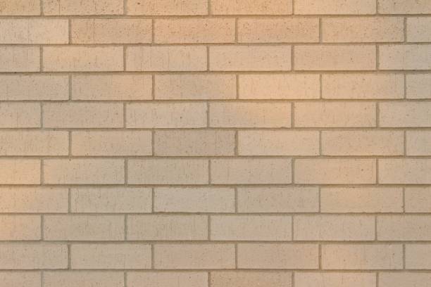 istock Creamy Tan Colored Brick Wall Background with Cloud Filtered Light Cast 813594310