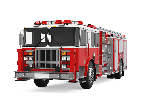 Fire Rescue Truck isolated on white background. 3D render