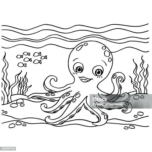 Octopus Coloring Pages Vector Stock Illustration - Download Image Now - Agriculture, Animal, Antique