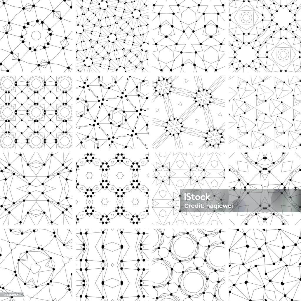 Seamless Pattern Collection Vector illustration 16 line and dots seamless patterns Circle stock vector