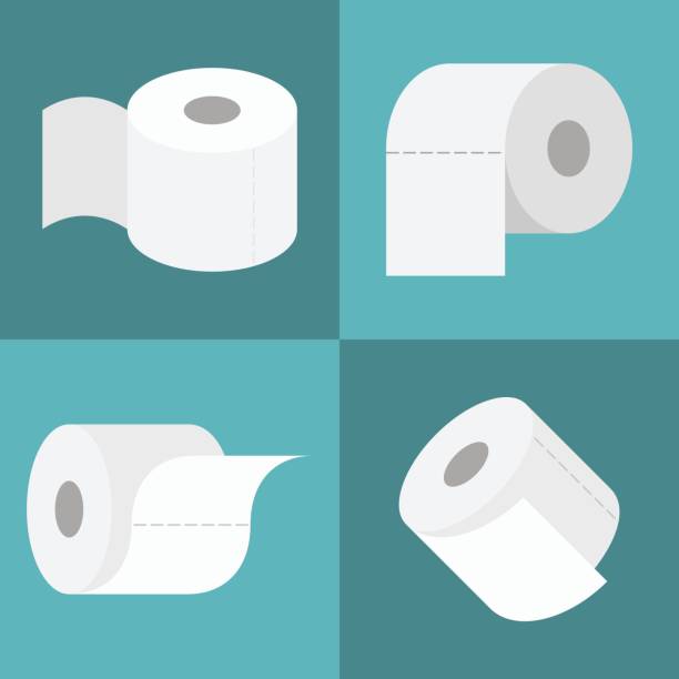 ilustrações, clipart, desenhos animados e ícones de conjunto de ícones do rolo de tecido de vetor - toilet paper