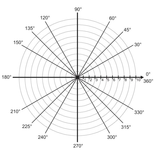 빈 극좌표 그래프 종이-끄는-원형 차트 벡터 - drawing compass architecture work tool engineering stock illustrations