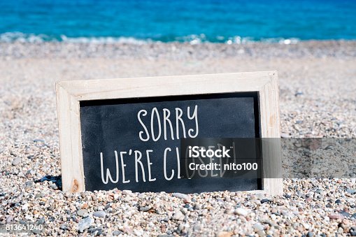 istock text sorry we are closed in a chalkboard 813641240