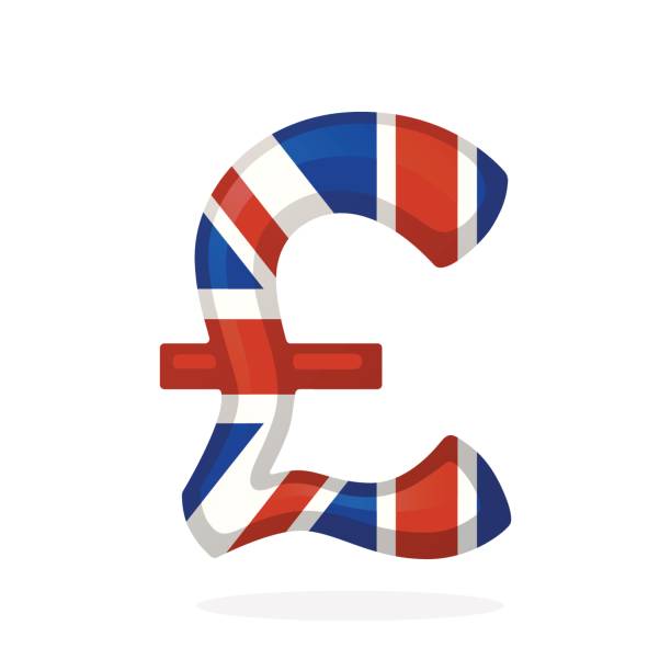 ilustrações, clipart, desenhos animados e ícones de signo de libra em cores da bandeira nacional - british flag currency banking uk