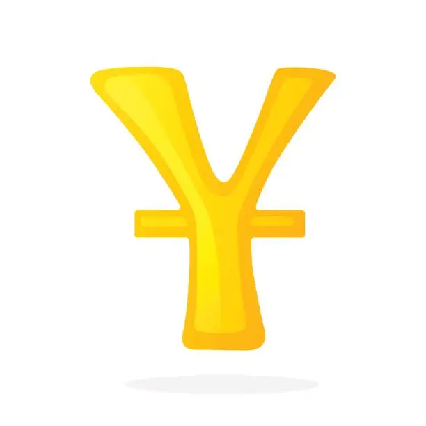 Vector illustration of Golden sign of yuan with one line