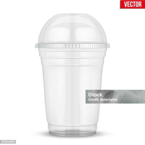 Tazza Di Plastica Trasparente Con Cappuccio A Cupola A Sfera - Immagini vettoriali stock e altre immagini di Gelato