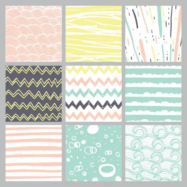 Vector illustration of Hand drawn pattern collection