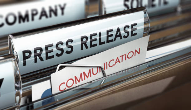 Press Release, Company Communication With Medias 3D illustration of a press release file. Concept of business communication. release notes stock pictures, royalty-free photos & images