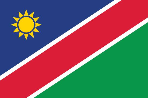 Namibia flat flag Namibia flag. National current flag, government and geography emblem. Flat style vector illustration namibia stock illustrations