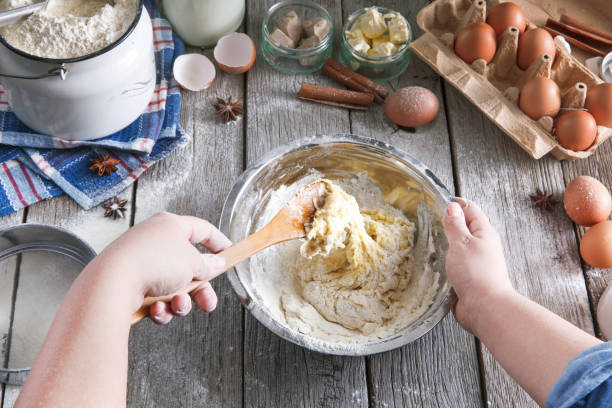 istock Cooking ingredients for baking, eggs, butter and flour 813651664