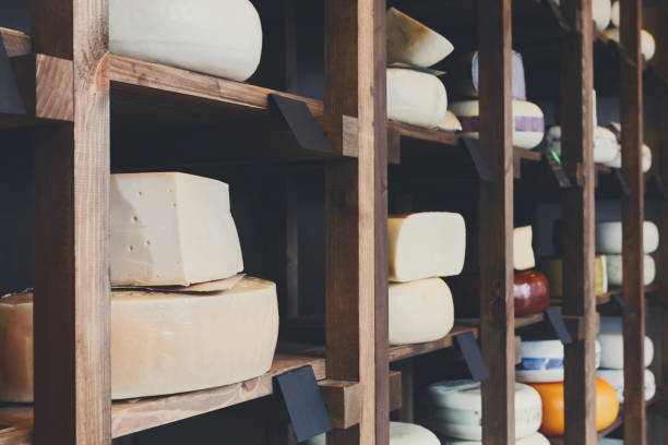 istock Cheese shop shelves, large assortment 813652578