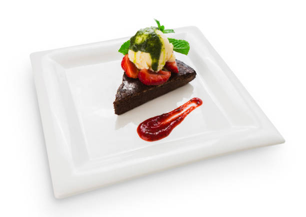 istock Restaurant dessert - brownie cake with ice cream 813656280