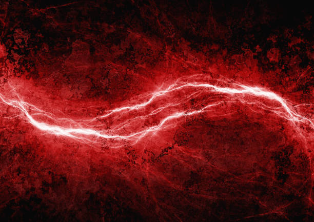 Red lightning, abstract electrical background stock photo
