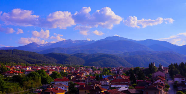 istock Sunset in Balkan mountains, Dobrinishte city. 813688040