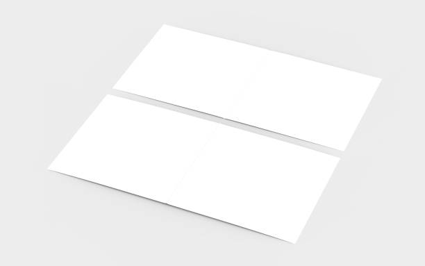 istock Square bi-fold brochure mock up isolated on soft gray background. 3D illustrating. 813700684