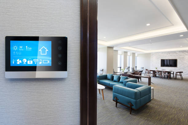 istock smart screen in modern living room 813714234