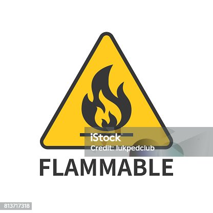 istock flammable sign icon in yellow triangle 813717318