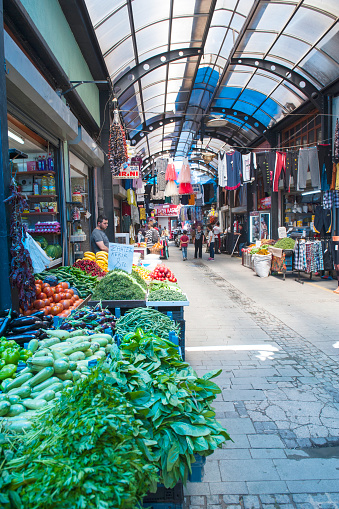 Antakya, Turkey - May 30, 2017: Tourists and locak people visiting Long Bazaar (Uzun Carsi) in Antakya (Hatay), Turkey.