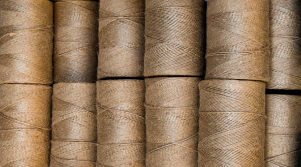 istock Spools or rolls of brown color linen string 813733290